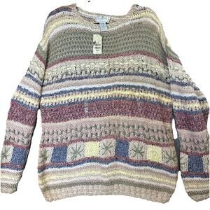 VTG NOS NWT EXPRESS TRICOT  SWEATER HANDKNIT CHUNKY KNIT Mohair Silk  Pullover L